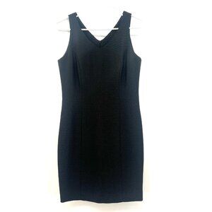 Sunny Names Collection Black Micro Dot V-Neck Dress Womens 6P